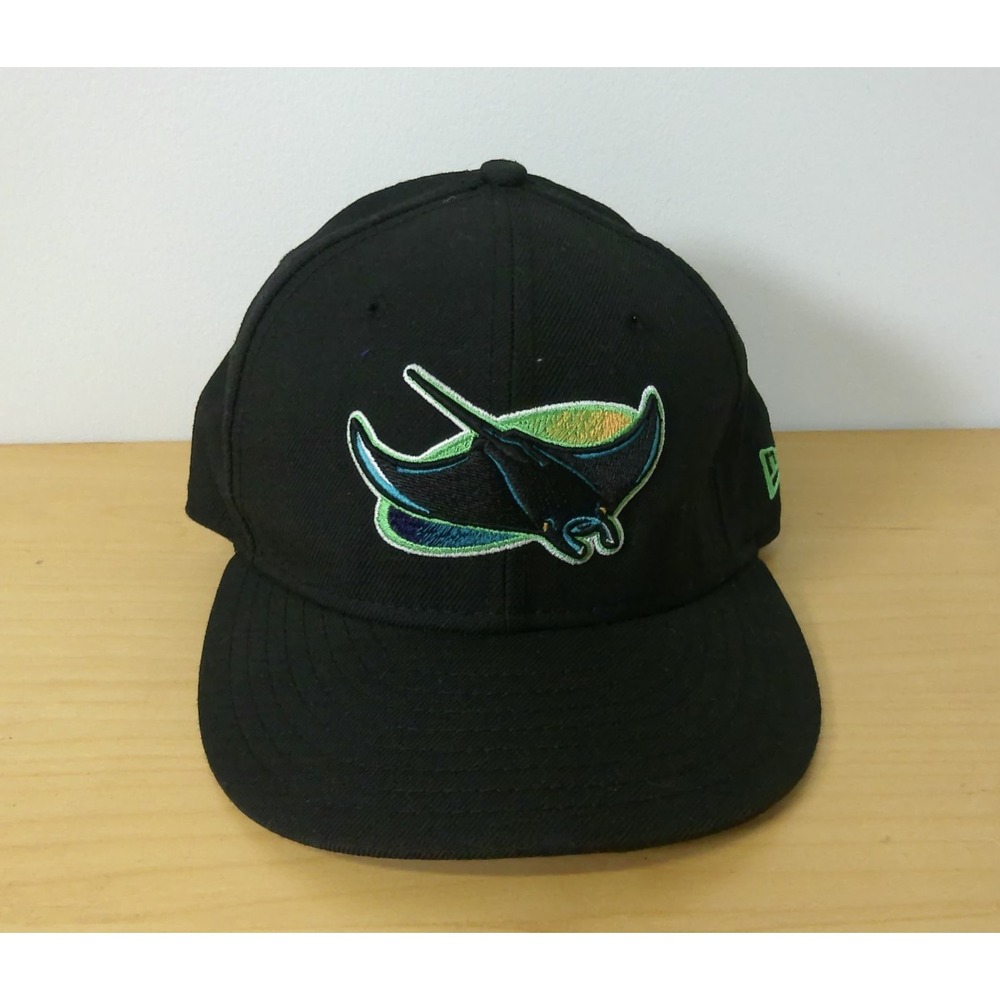 Tampa Bay Devil Rays New Era 59FIFTY Size 7 Cooperstown Manta Ray Black Wool Hat
